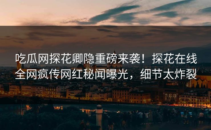 吃瓜网探花卿隐重磅来袭！探花在线全网疯传网红秘闻曝光，细节太炸裂