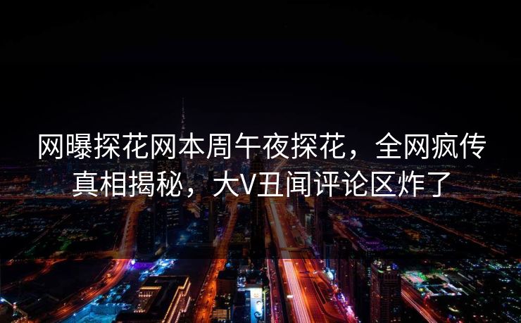 网曝探花网本周午夜探花，全网疯传真相揭秘，大V丑闻评论区炸了