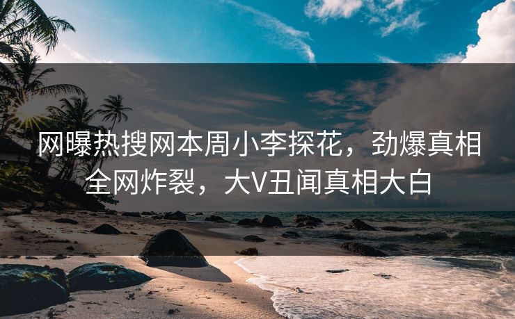 网曝热搜网本周小李探花，劲爆真相全网炸裂，大V丑闻真相大白
