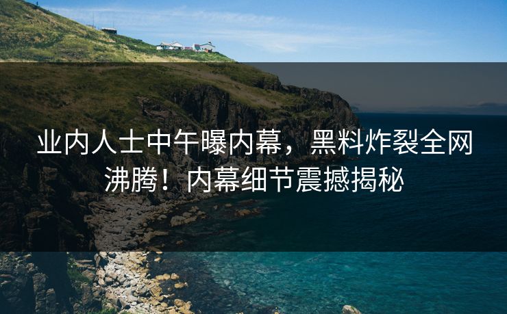 业内人士中午曝内幕，黑料炸裂全网沸腾！内幕细节震撼揭秘  第1张