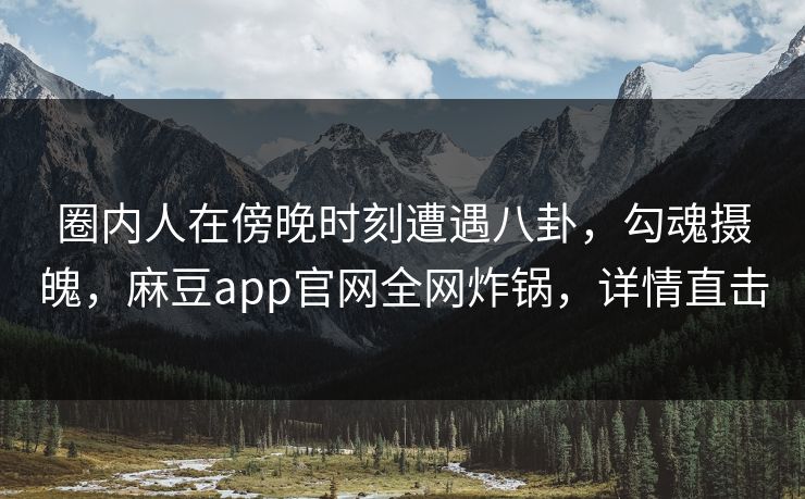 圈内人在傍晚时刻遭遇八卦，勾魂摄魄，麻豆app官网全网炸锅，详情直击  第1张