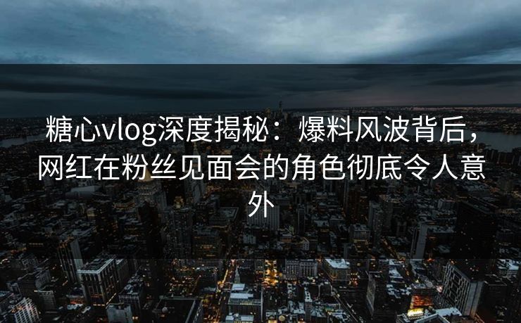 糖心vlog深度揭秘：爆料风波背后，网红在粉丝见面会的角色彻底令人意外