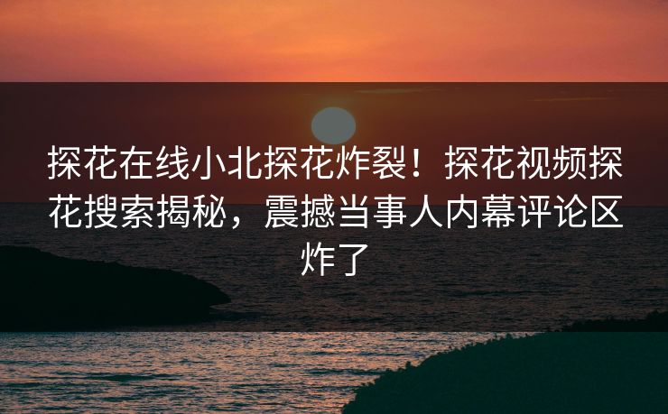 探花在线小北探花炸裂！探花视频探花搜索揭秘，震撼当事人内幕评论区炸了  第1张