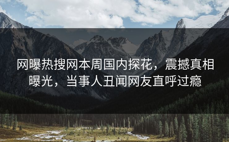 网曝热搜网本周国内探花，震撼真相曝光，当事人丑闻网友直呼过瘾