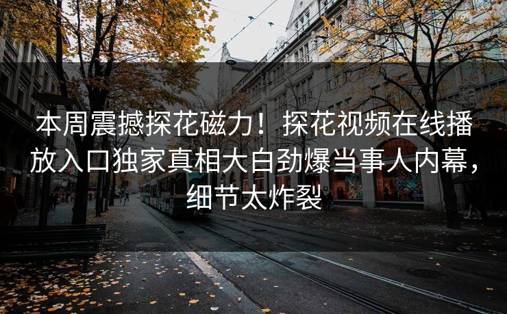 本周震撼探花磁力！探花视频在线播放入口独家真相大白劲爆当事人内幕，细节太炸裂  第1张