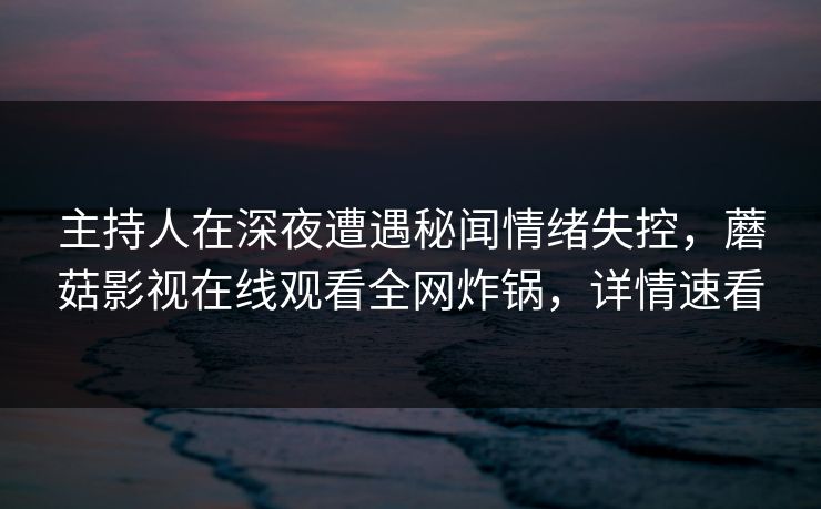 主持人在深夜遭遇秘闻情绪失控，蘑菇影视在线观看全网炸锅，详情速看