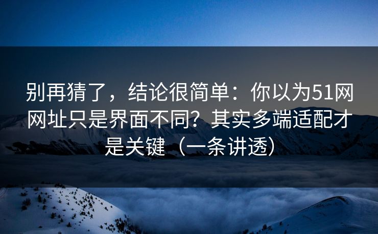 别再猜了,结论很简单:你以为51网网址只是界面不同?其实多端适配才是关键(一条讲透)